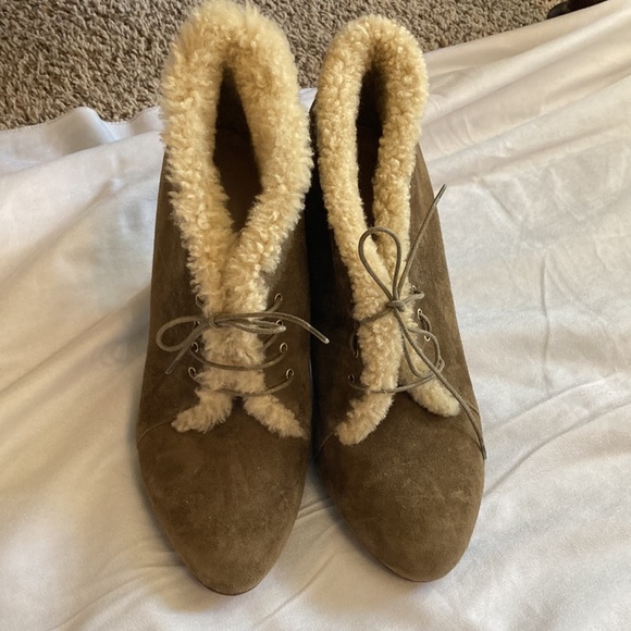 J. Crew collection genuine leather heels with genuine shearling lining size 10 - Picture 3 of 10